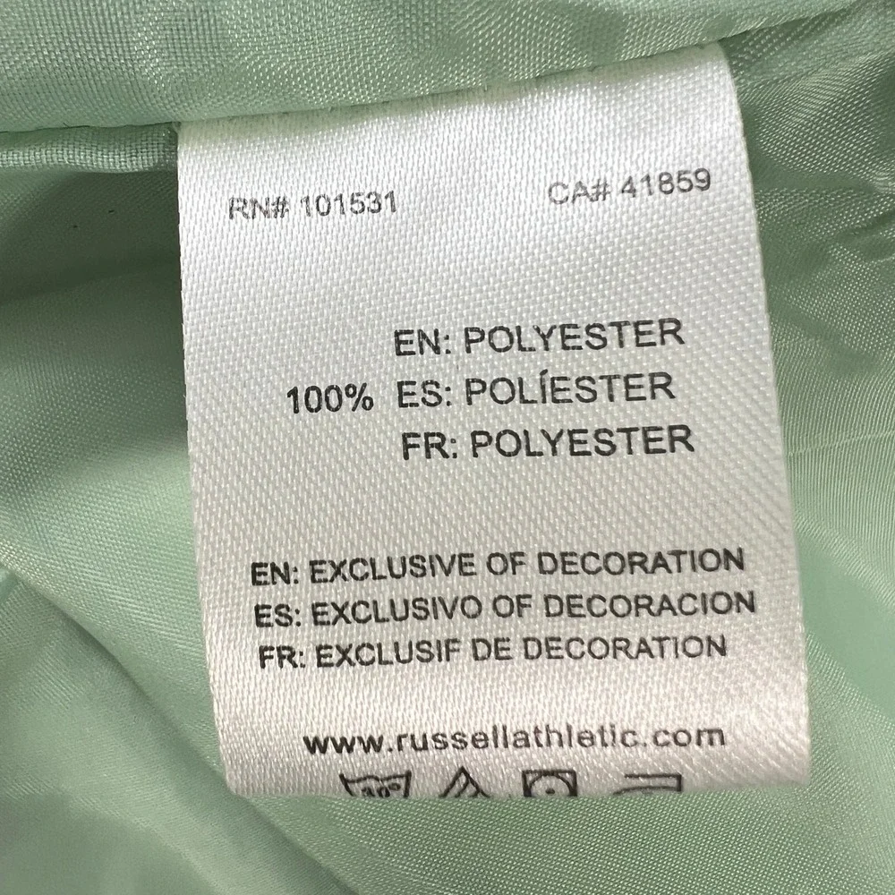 NWT Russell Athletic Coaches Jacket Mens XL Mint Green Snap Front Windbreaker‎